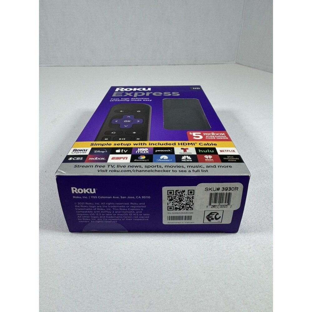 Roku Express HD Streaming Media Player HDMI Cable Remote 3930R SEALED New - Picture 2 of 6